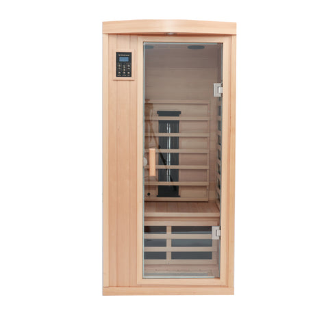 One-person hemlock sauna room Far infrared plus ceramic tube heating Indoor sauna room for one person