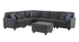 Leo Dark Gray Woven 7Pc Modular L-Shape Sectional Sofa and Ottoman - Home Elegance USA