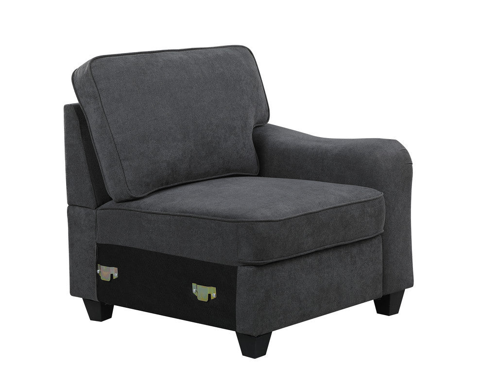 Leo Dark Gray Woven 7Pc Modular L-Shape Sectional Sofa and Ottoman - Home Elegance USA