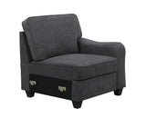 Leo Dark Gray Woven 6 Seater Sofa and Ottoman - Home Elegance USA