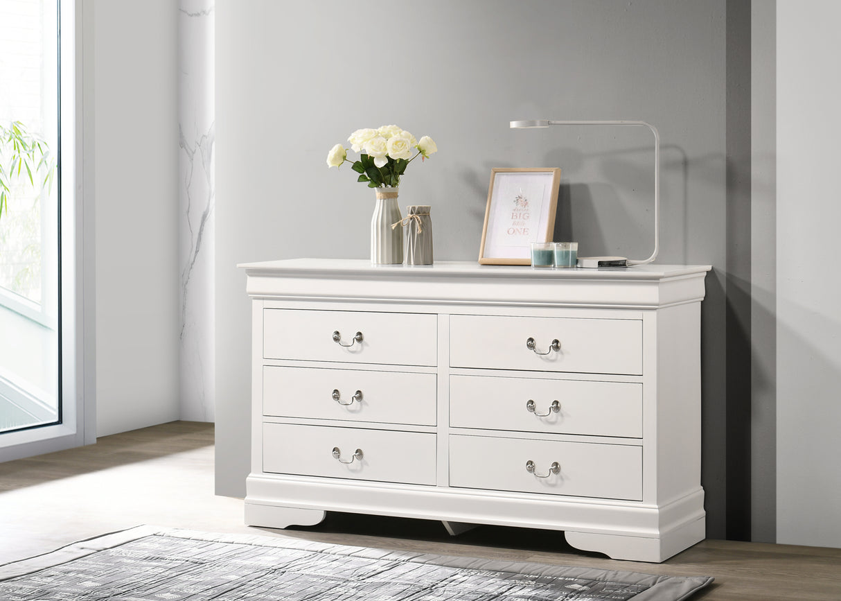 Glory Furniture LouisPhillipe G02190-D Dresser , White - Home Elegance USA