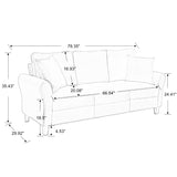 [video] Modern Velvet Couch with 2 Pillow, 78 Inch Width Living Room Furniture, 3 Seater Sofa with Plastic Legs - Home Elegance USA