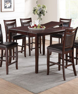 Dining Room Furniture Dark Brown Counter Height Dining Table w Butterfly Leaf 6x High Chairs Wooden Top 7pc Set Table Contemporary | Home Elegance USA