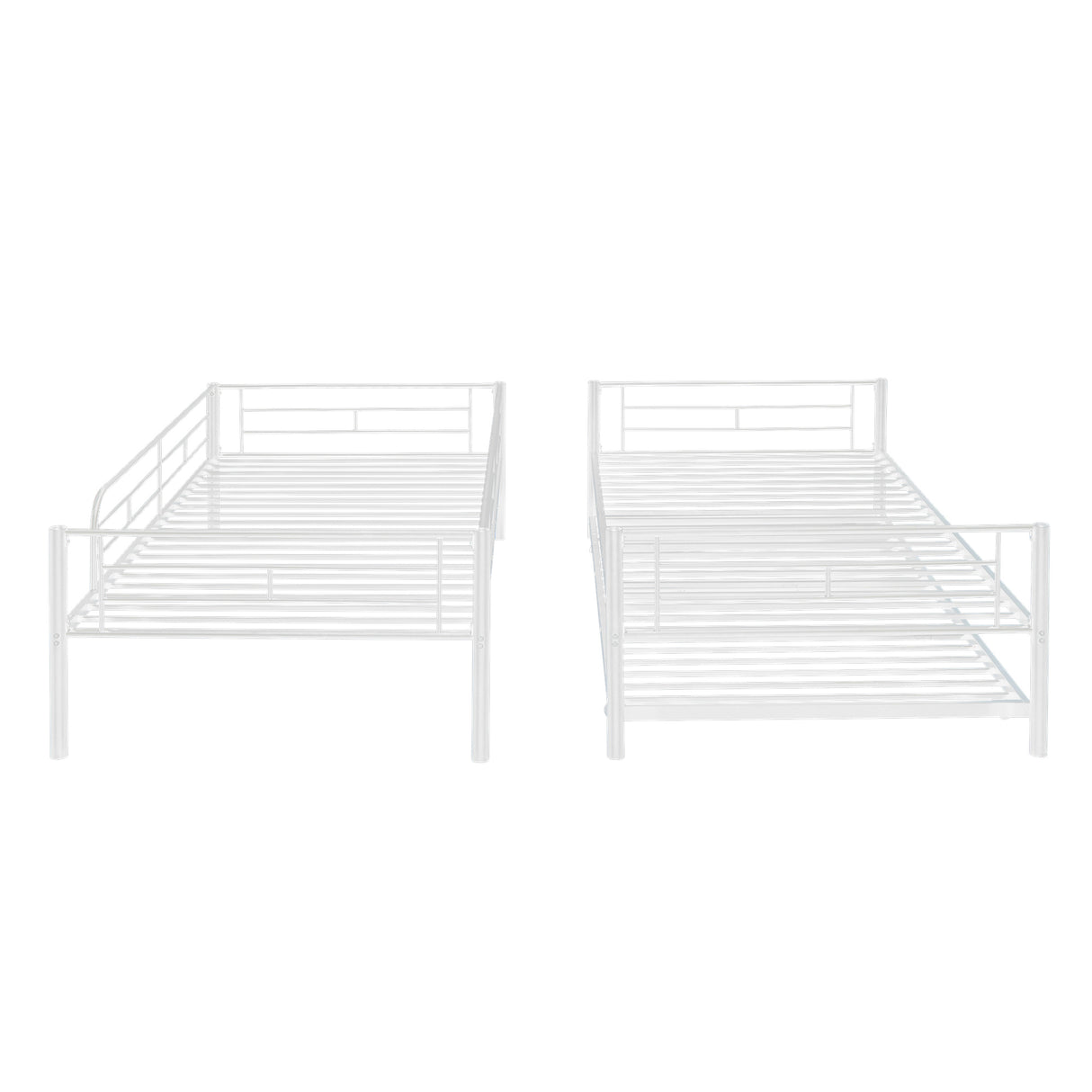 Twin-Over-Twin Metal Bunk Bed With Trundle,Can be Divided into two beds,No Box Spring needed ,White ( old sku: MF194806AAK ) - Home Elegance USA