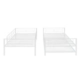 Twin-Over-Twin Metal Bunk Bed With Trundle,Can be Divided into two beds,No Box Spring needed ,White ( old sku: MF194806AAK ) - Home Elegance USA