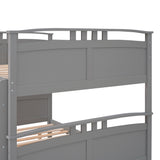 Full-Over-Full Bunk Bed with Twin size Trundle , Separable Bunk Bed for Bedroom - Grey - Home Elegance USA