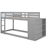 Twin over Twin Bunk Bed with 4 Drawers and 3 Shelves-Gray（OLD SKU: LP000067AAE） - Home Elegance USA