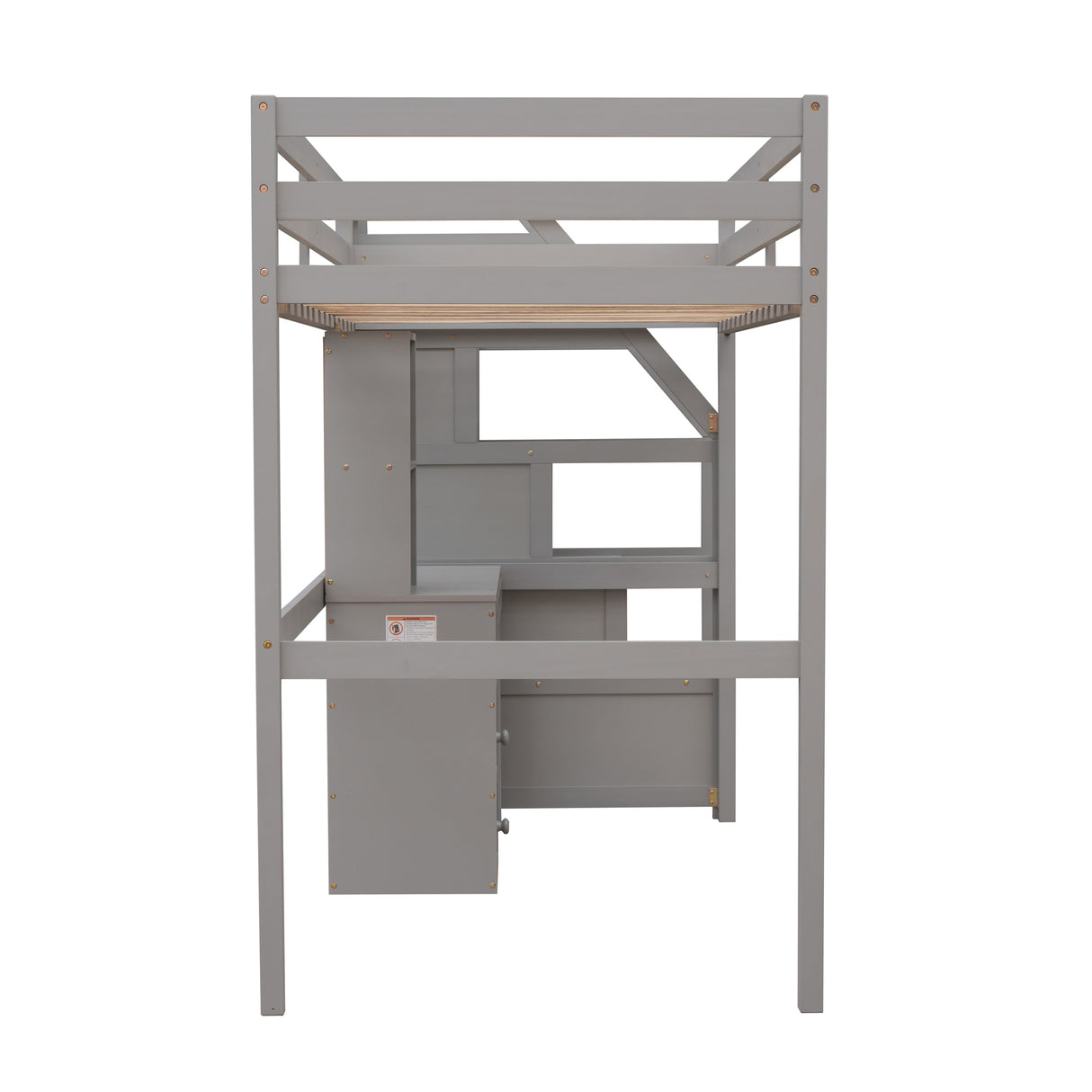 Twin Size Loft Bed with a Stand-alone Bed, Storage Staircase, Desk, Shelves and Drawers, Gray - Home Elegance USA