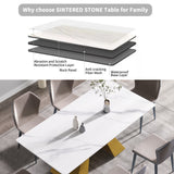 70.87" modern artificial stone white straight edge golden metal leg dining table - can accommodate 6 - 8 people - W1535S00124 - Home Elegance USA - 9