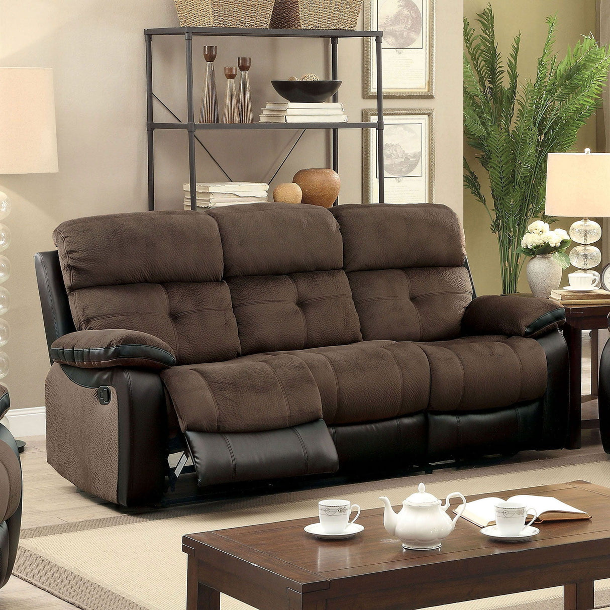 Hadley - Sofa & Love Seat & Chair - Brown / Black - Home Elegance USA