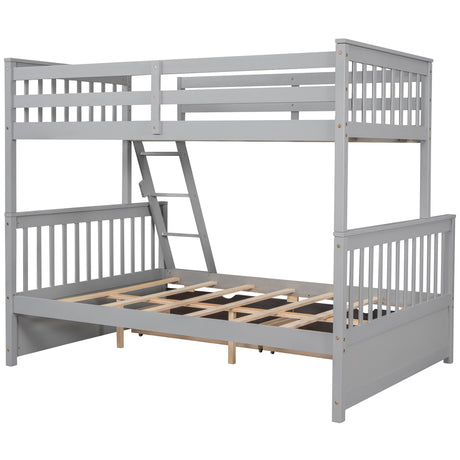 Twin-Over-Full Bunk Bed with Ladders and Two Storage Drawers(Gray)( old sku:LT000165AAE）