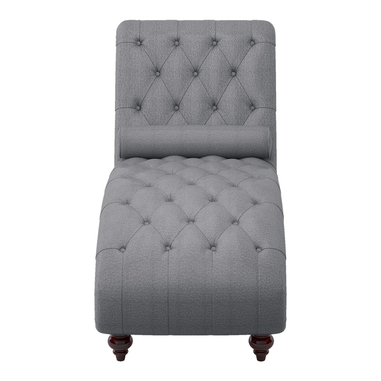 Modern Stylish Gray Color 1pc Chaise Button-Tufted Nailhead Trim w Bolster Pillow Comfortable Living Room Furniture Solid wood and Plywood Frame