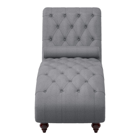 Modern Stylish Gray Color 1pc Chaise Button-Tufted Nailhead Trim w Bolster Pillow Comfortable Living Room Furniture Solid wood and Plywood Frame