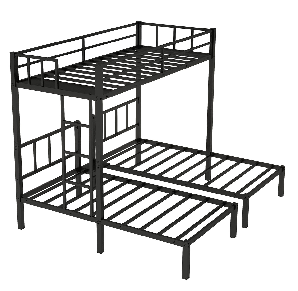 Twin over Twin & Twin Bunk Beds for 3, Twin XL over Twin & Twin Bunk Bed Metal Triple Bunk Bed, Black (Pre-sale date: June 10th) - Home Elegance USA