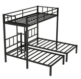 Twin over Twin & Twin Bunk Beds for 3, Twin XL over Twin & Twin Bunk Bed Metal Triple Bunk Bed, Black (Pre-sale date: June 10th) - Home Elegance USA