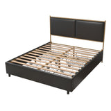 Black, Full-size bed. Classic steamed bread shaped backrest, metal frame, solid wood ribs, with four storage drawers, sponge soft bag, comfortable and elegant atmosphere - Home Elegance USA