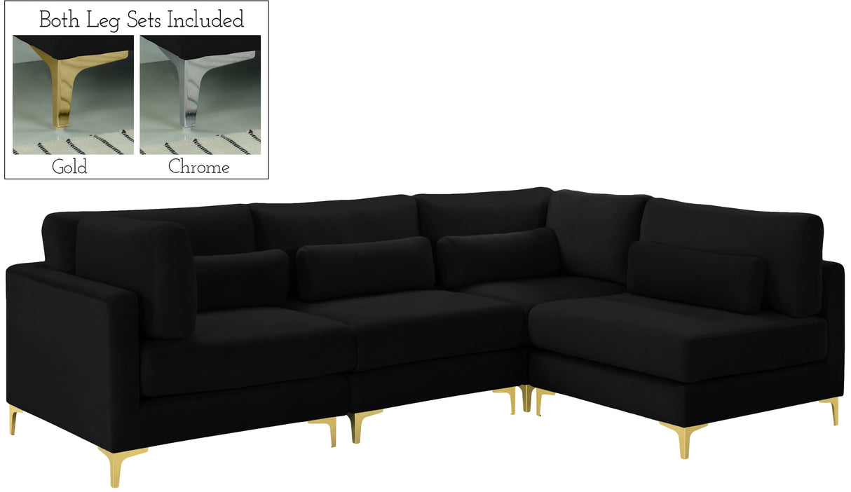 Julia - Modular Sectional 4 Piece - Black - Home Elegance USA