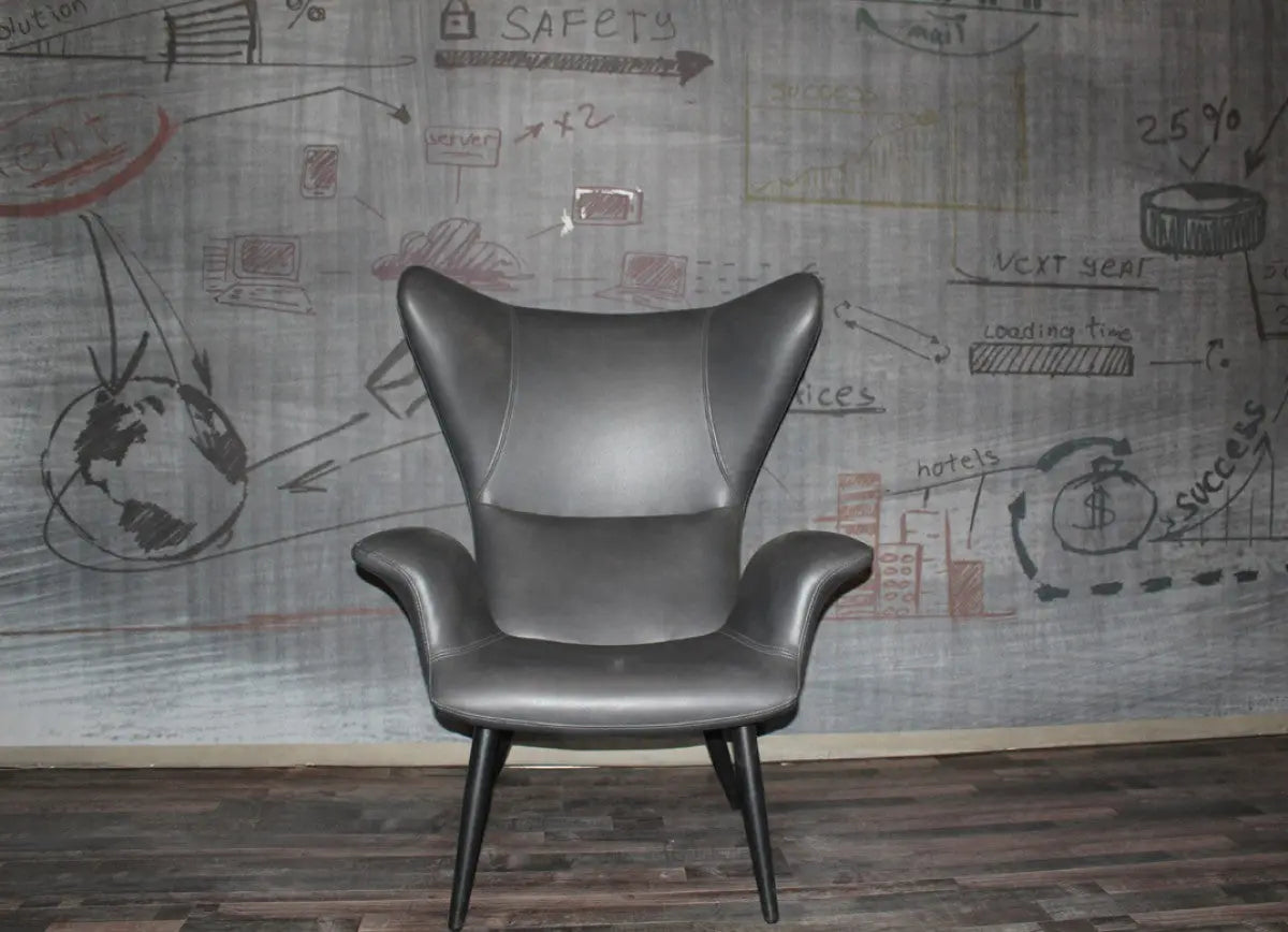 Vig Furniture - Divani Casa Slater Modern Dark Grey Leatherette Lounge Chair - Vgbnec-067-Gry