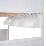 Twin-Over-Twin Bunk Bed with Twin size Trundle , Separable Bunk Bed with Bookshelf for Bedroom -White - Home Elegance USA