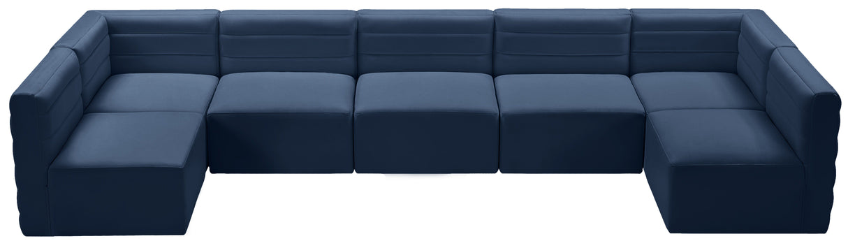 Quincy - Modular Sectional 7 Piece - Navy - Fabric - Home Elegance USA