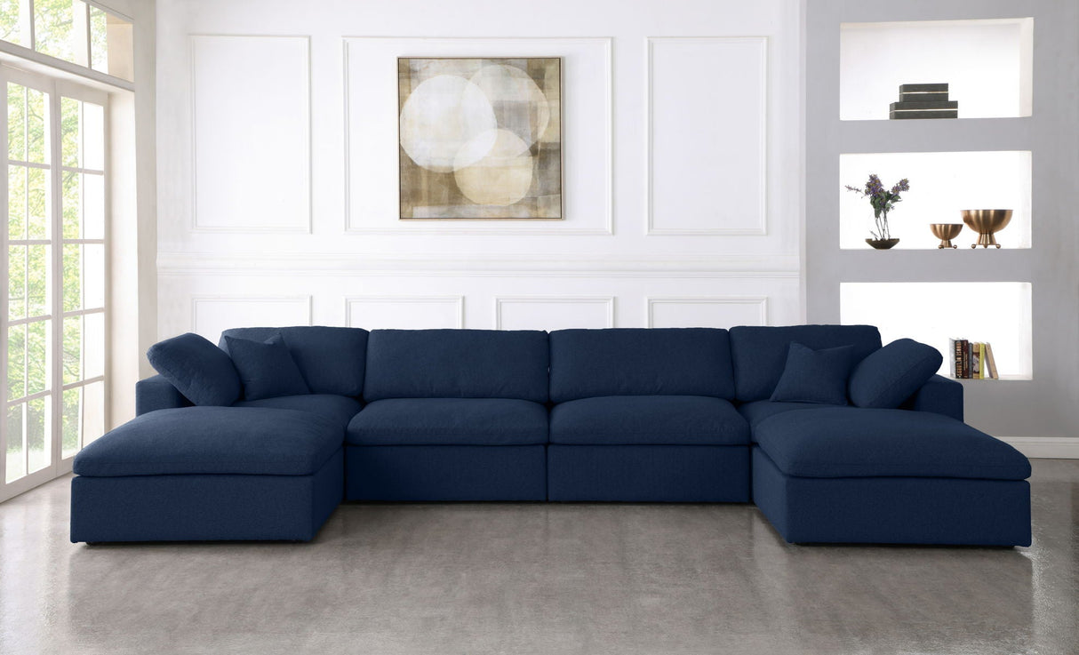 Serene - Cloud Modular Sectional 6 Piece - Navy - Modern & Contemporary - Home Elegance USA