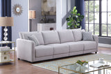 Penelope Light Gray Linen Fabric 4-Seater Sofa with Pillows - Home Elegance USA