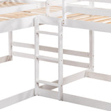 Full and Twin Size L-Shaped Bunk Bed with Slide and Short Ladder,White - Home Elegance USA