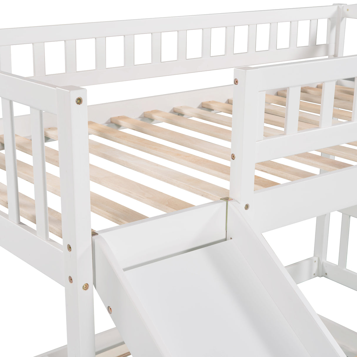 Stairway Twin over Twin Bunk Bed with Two Drawers and Slide, White(OLD SKU :LP000156AAK) - Home Elegance USA