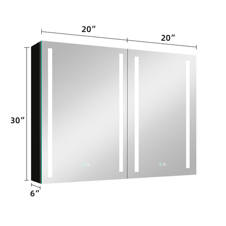 40x30 Inch LED Bathroom Medicine Cabinet Surface Mount Double Door Lighted Medicine Cabinet, Medicine Cabinets for Bathroom with Mirror Defogging, Dimmer Black - W995S00036 - image - 5