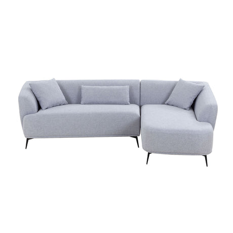 L-Shape Sectional Sofa Couch with Chaise,Metal Legs,Light Grey - Home Elegance USA