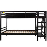 Twin over Full Bunk Bed with Staircase and Built-in Storage Cabinets,Espresso - Home Elegance USA