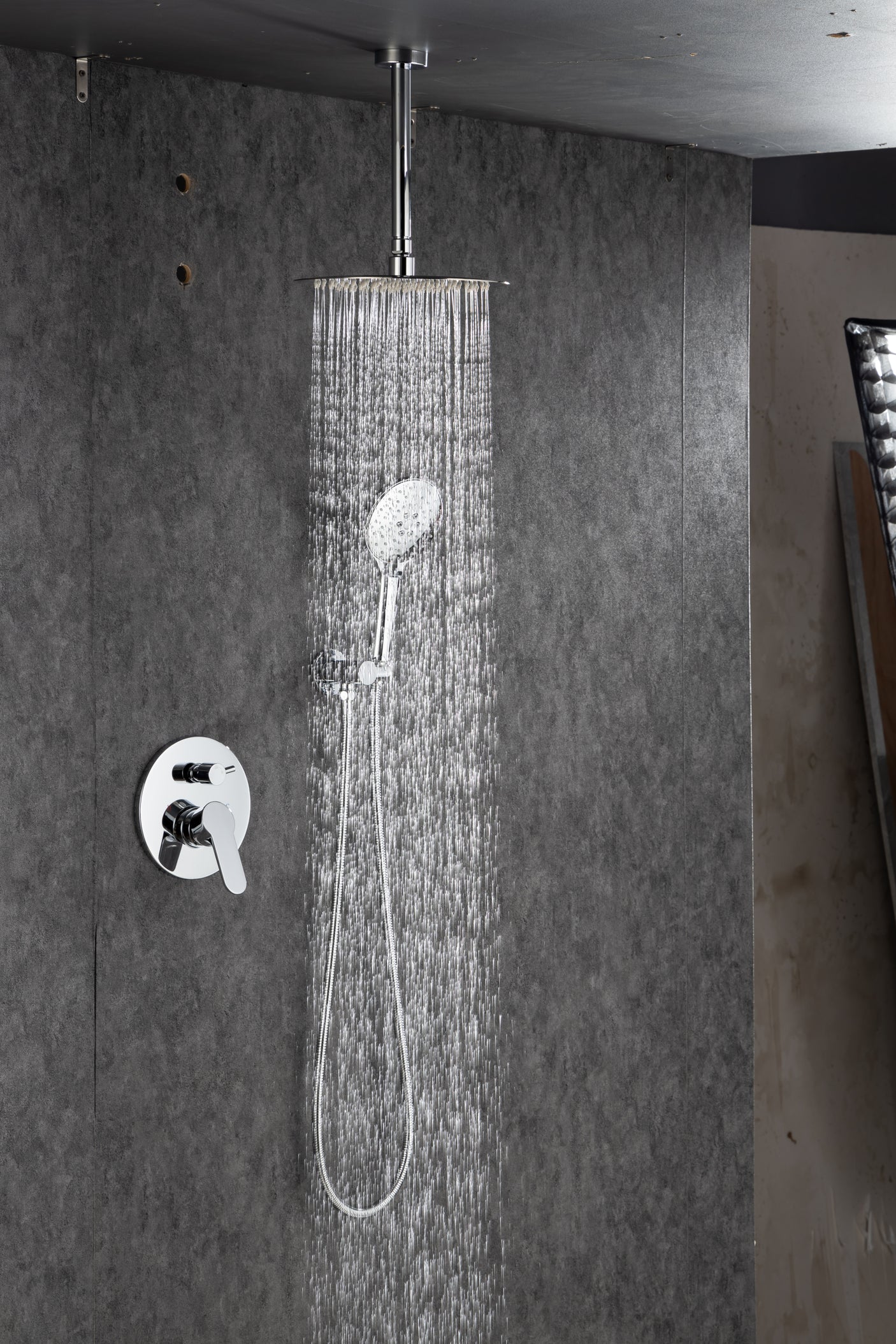 Black Shower System, Ceiling Rainfall Shower Faucet Sets Complete of High Pressure, Rain Shower Head with Handheld, Bathroom 10\\\'\\\' Shower Combo with Rough-in Valve Included