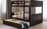 Full Over Full Bunk Bed with Twin Size Trundle, Espresso (old sku: LP000150AAP ) - Home Elegance USA