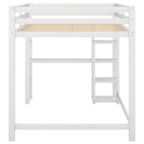 Full Size Loft Bed with Built-in Desk and Shelves,White - Home Elegance USA