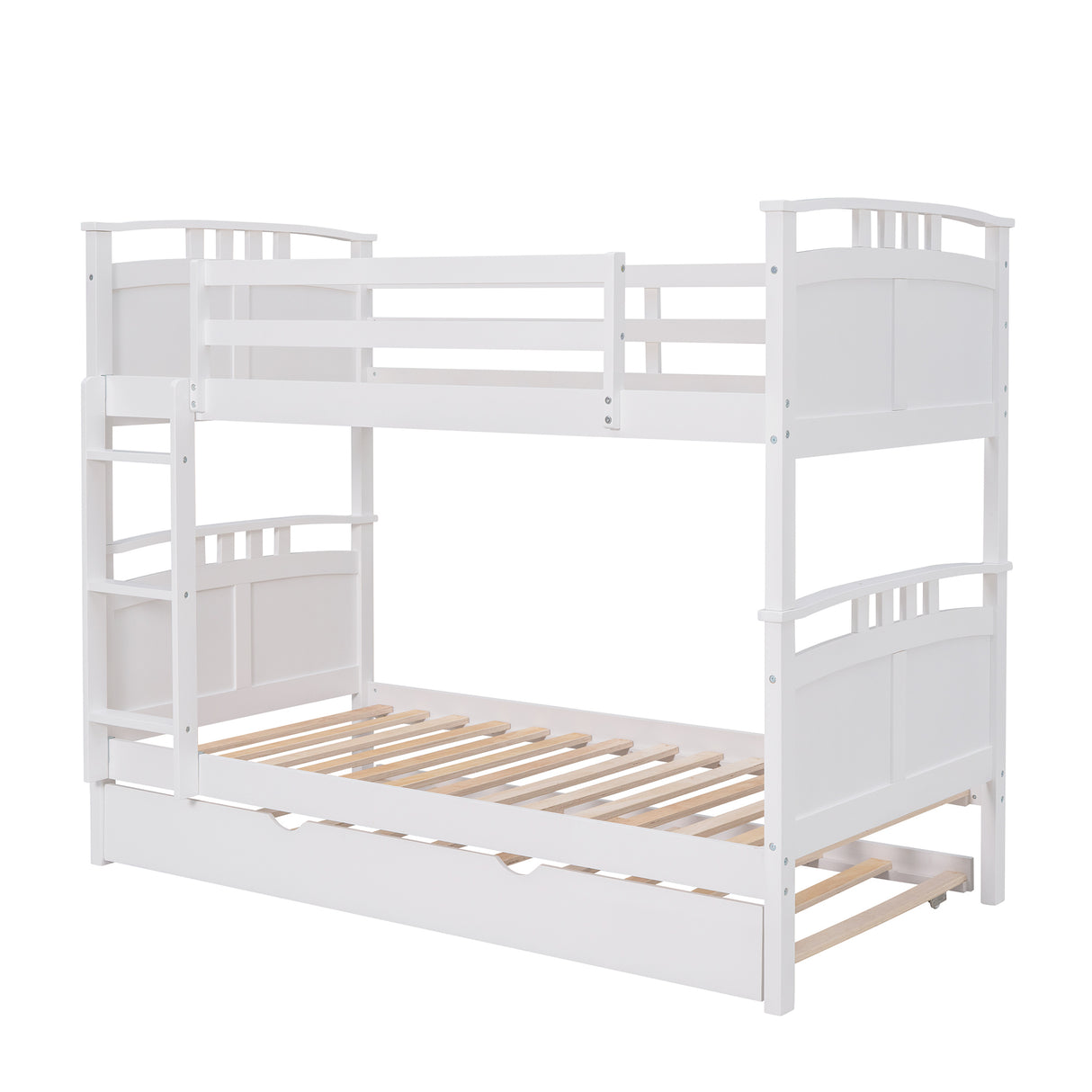 Twin-Over-Twin Bunk Bed with Twin size Trundle , Separable Bunk Bed for Bedroom - White - Home Elegance USA