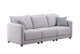 Penelope Light Gray Linen Fabric Sofa with Pillows - Home Elegance USA