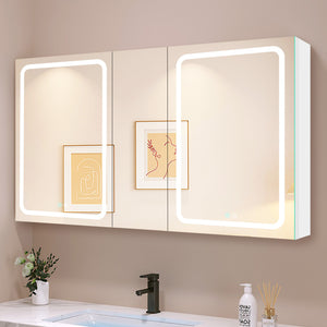 50x30 Inch LED Bathroom Medicine Cabinet Surface Mount Double Door Lighted Medicine Cabinet, Medicine Cabinets for Bathroom with Mirror Defogging, Dimmer White - W995S00068 - image - 7