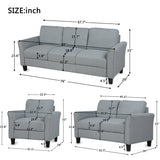 Living Room Sets Furniture Armrest Sofa Single Chair Sofa Loveseat Chair 3-Seat Sofa (ChairLoveseat Chair&3-Seat Sofa, Gray) Home Elegance USA