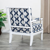 Spindle Chair, White, Navy Moroccan Tile - Home Elegance USA