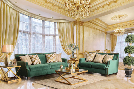 Verdante - Sofa & Loveseat - Emerald Green / Gold - Home Elegance USA