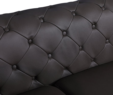 Global United Transitional Top Grain 100% Italian Leather Upholstered Loveseat Home Elegance USA
