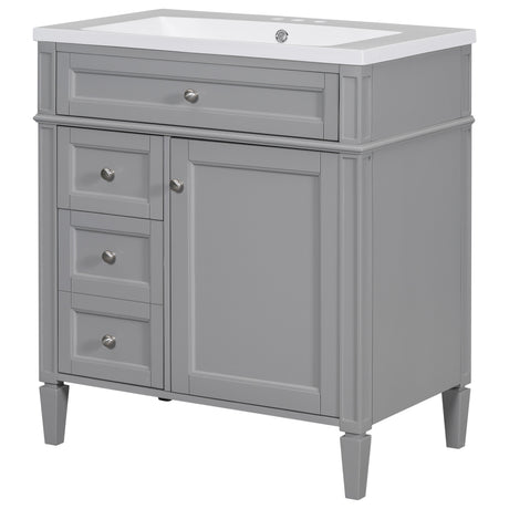 30'' Bathroom Vanity with Top Sink, Modern Bathroom Storage Cabinet with 2 Drawers and a Tip - out Drawer, Single Sink Bathroom Vanity - SW000103AAE - image - 14