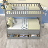 FULL OVER FULL BUNKBED WITH TWIN TRUNDLE AND 3 DRAWERS - Home Elegance USA