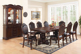 Formal Dining Room Table w Leaf 2x Arm Chairs And 6x Side Chairs Brown 9pc Set Dining Table Double Pedestal Base Royal Rectangle Table - Home Elegance USA