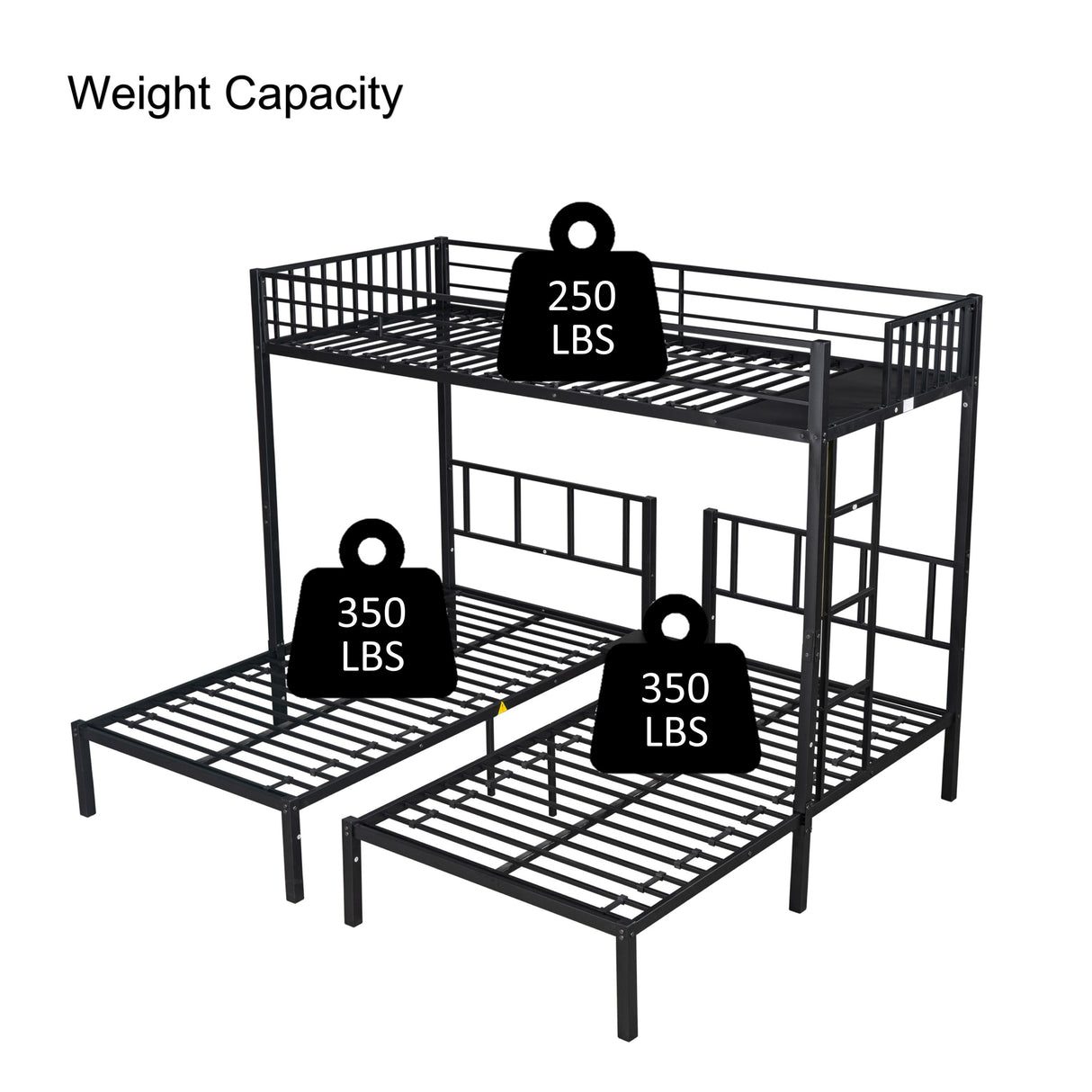 Triple twin bunk bed, can be separated into 3 twin beds - Home Elegance USA