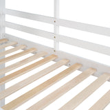 Twin Over Twin Bunk Bed with Storage Stairs,Wood Bed with Roof, Window, Guardrail, Ladder，White - Home Elegance USA