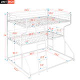 Full XL over Twin XL over Queen Size Triple Bunk Bed with Long and Short Ladder,White - Home Elegance USA