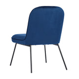 Set of 2 Accent Chair Soft Velvet Leisure Chair Upholstered Dining Chair with Backrest Armrest, Dark Blue - Home Elegance USA