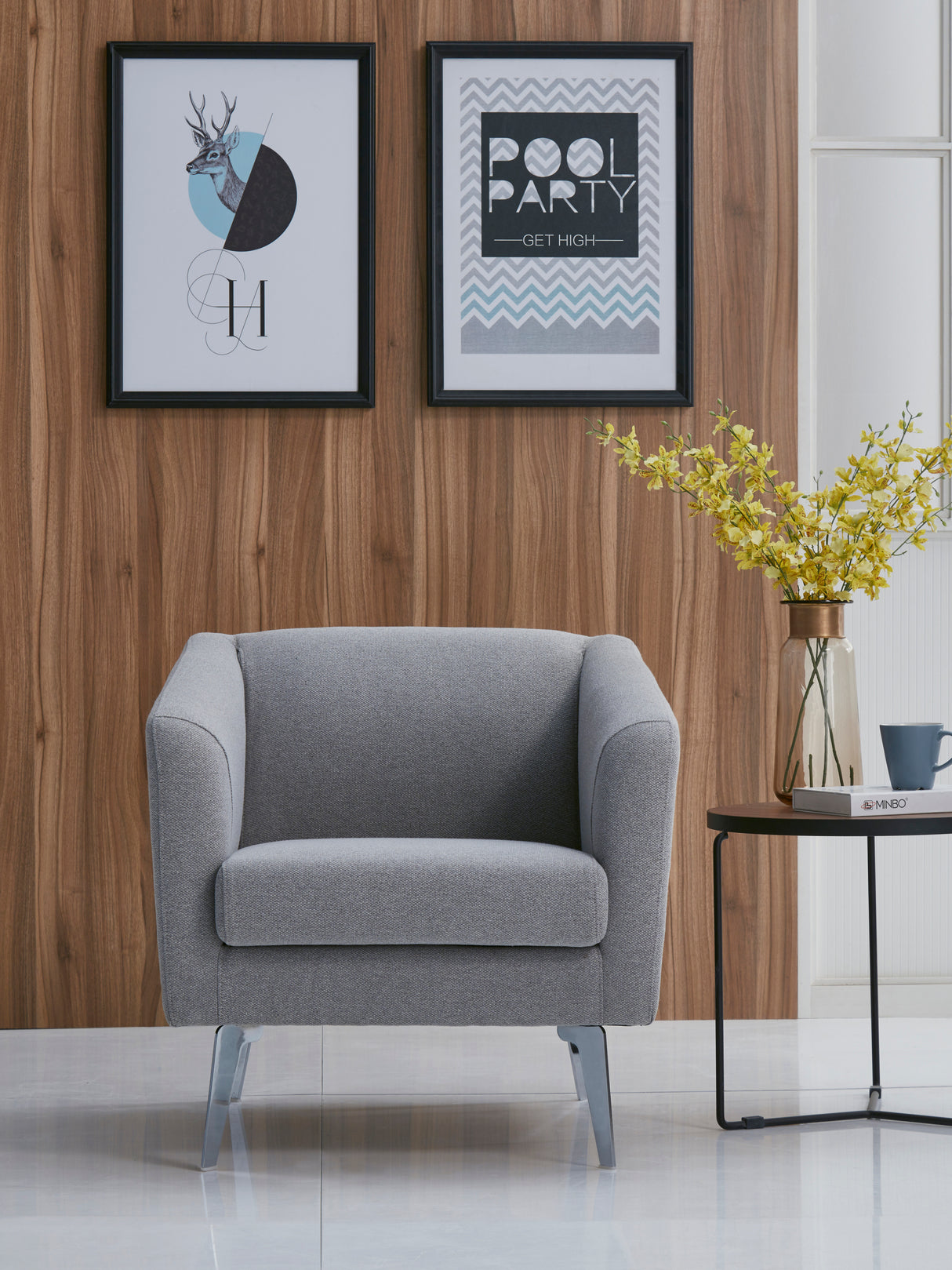 Divani Casa Preston Contemporary Grey Fabric Lounge Chair - Home Elegance USA