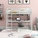 Twin Size Loft Bed with Convenient Desk, Shelves, and Ladder, White(Similar SKU:SM001302AAK) - Home Elegance USA